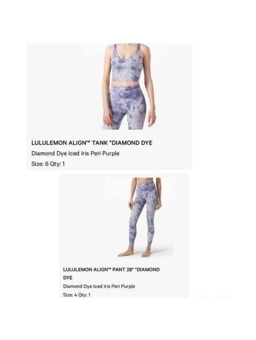 Lululemon Align HR pants 28” and tank in